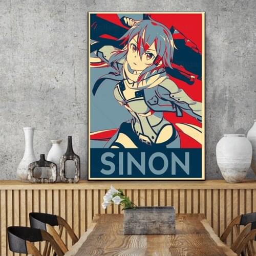 Sword Art Online Anime characters Sinon poster animation print modern art painting decorate mural for family living room