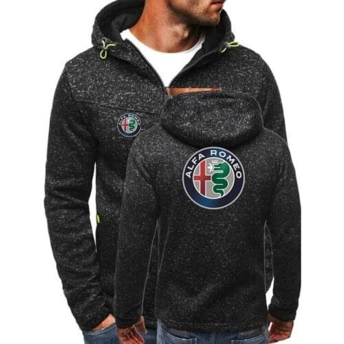 Fashion Men Winter Slim Hoodie Warm Hooded Sweatshirt Zipper Up Coat alfa romeo print Jacket Autumn Outwear K