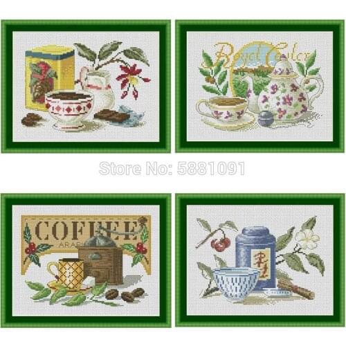 Tableware patterns Counted Cross Stitch 11CT 14CT 18CT DIY Chinese Cross Stitch Kits Embroidery Needlework Sets home decor