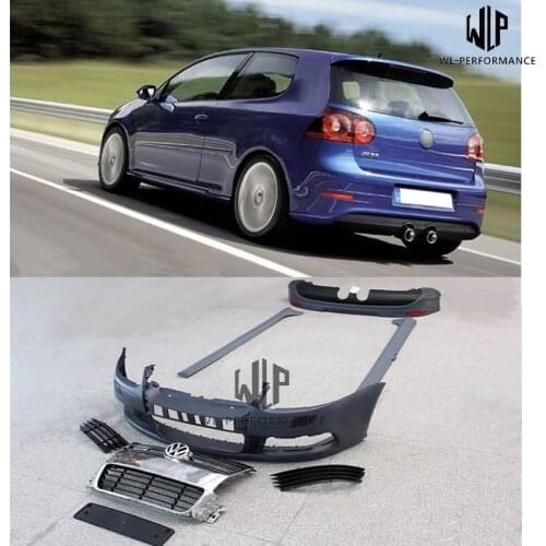 High Quality PU Unpainted Front Bumper With Grille Rear Bumper Side Skirts Car Styling For VW Golf 5 R32 style Body Kit 01 -07