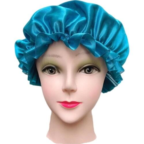 New 1pcs Lovely Women Shower Satin Hats Bath Shower Caps Protect Hair Cap Bathing Sleep Chemotherapy Cap Bathroom Accessories