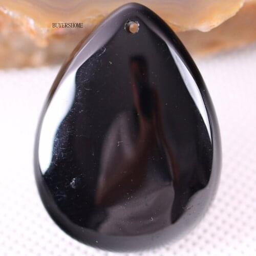 Fashion Jewelry Natural Stone Water Drop Black Onyx Pendant 1Pcs K202