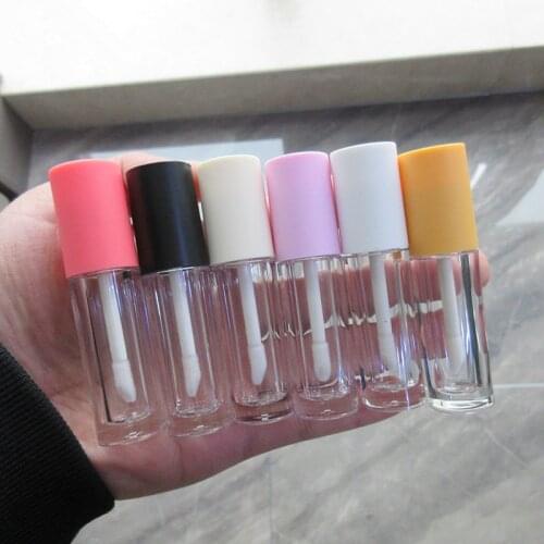 100pcs 3.5ml Portable Empty Clear Lip Gloss Tube Cosmetic Container Travel Refillable Bottle With Matte Cap
