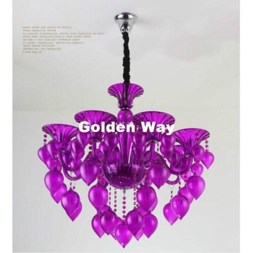 Modern 6L Purple/Red Colorful Chandelier Lamps Home Decoration For Coffee Shop Wedding Bar Glass Ball Lamp Modern LED Chandelier