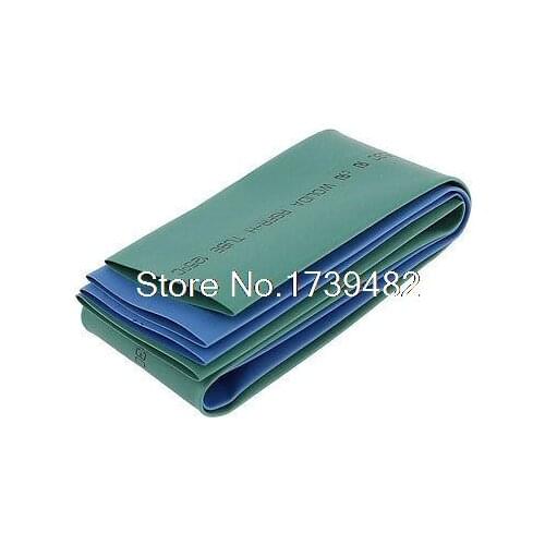 2pcs 35mm Dia 500mm Long Heat Shrink Tubing Wire Wrap Cable Sleeve Green Blue