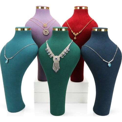 New Design Necklace Display Stand Holder Hanger High Quality Jewelry Display Bust Model Rack Velvet Pendant Show Shelf For Mall