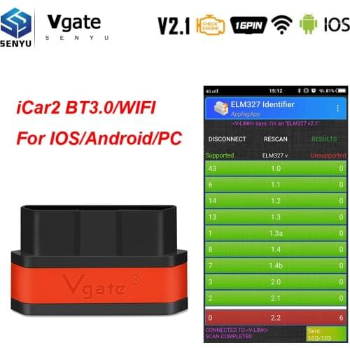 Vgate iCar2 ELM 327 V2.1 OBD 2 OBD2 Car Auto Diagnostic tool iCar 2 OBD2 Bluetooth wifi Scanner for Android/IOS PK elm 327 V1.5