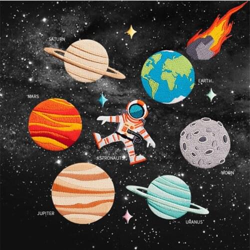 Embroidery universe planetary space science fiction clothing Planet Patches DIY decorative accessories iron-on patch stickers