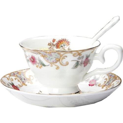 Top Grade Nordic Bone China Ceramic Coffee Cup and saucer Set Porcelain Mug Letter Gold L AND V Mark Design Gilded Coffee Sets