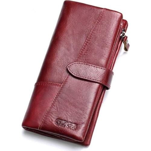 Womens Vintage Wallet Genuine Leather Long Hasp Multi Function Large Capacity Clutch Wallets Female Coin Purse Money Clips New