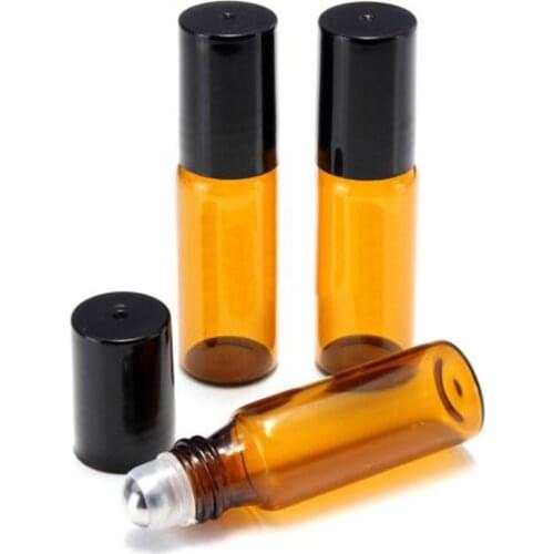 10Pcs 5ml/10ml Amber Roll On Glass Bottles Roller Ball for Perfume Essential Oil Corrosion-resistant glass bottle, practical and