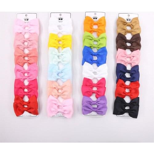 12pcs/set Cute Childrens Ribbon Bownot Candy Color Duckbill Clip Hairpin Baby Headdress Hair Accessories 2021 Fashion Wholesal