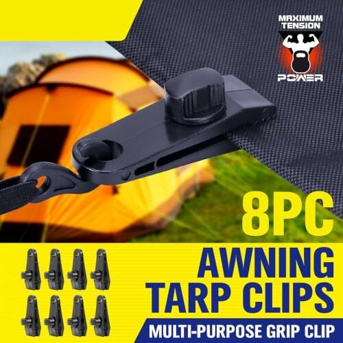 2020-SEDY 8pcs Awning Tarp Clamp Set Tent Clips Hangers Survival Outdoor Camping Canopy Clamp Kit Emergency Grommet Too Set