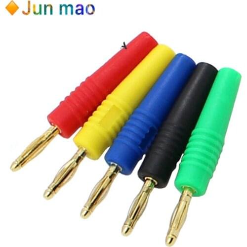 5pcs/lot 2mm Gold Plated Wilding Banana Plug Male Audio Speaker Amplifier Cable Wire Power Screw Jack Connector Adapter