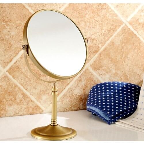 Antique Brass Bathroom Shaving Beauty Makeup Magnify Mirror Dual Side Freestanding/Cheval / Bathroom Accessory mba642