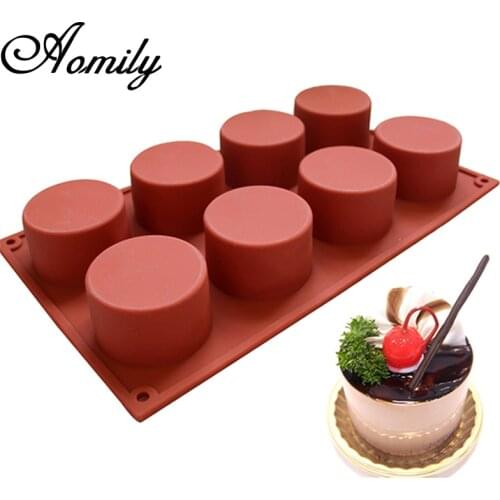 Aomily 8 Holes Pudding Muffin Cup Ice Cream Pastry Silicone Mold Cake Design Silicone Nonstick Bakeware Family Baking Cake Mould