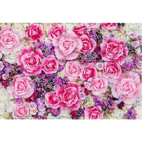Flower Backdrop Purple and Pink Roses Scenery Party Photography Background Holiday Celebration Photo Booth Studio Decor