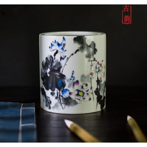 Jingdezhen Ceramic Pen Holder Creative Pen Holder Pencil Container, Desktop Decoration