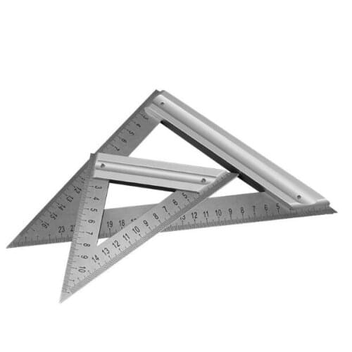 Woodworking Square 90 Degree Stainless Steel Triangle Ruler Protractor With Aluminum Base 45 Degree Measuring Ruler Tool Square
