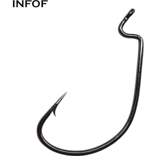 INFOF 50pcs/lot Worm Hooks with Z Bend Fishing Hook Dedicated Crank Soft bait Jig Sharp Fish Hook Fishhook Anzois Para Pesca