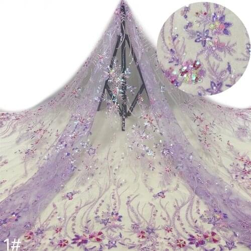 Exquisite multi-color sequins + bead tube fashion flower embroidery, African lace fabric, suitable for ladies skirts