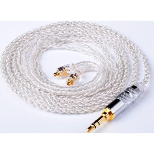 Upgrade MMCX Cable for Shure SE215 SE425 SE535 SE846 UE900 Earphone Headset Single Crystal Copper Plated Silver Headphone Wire