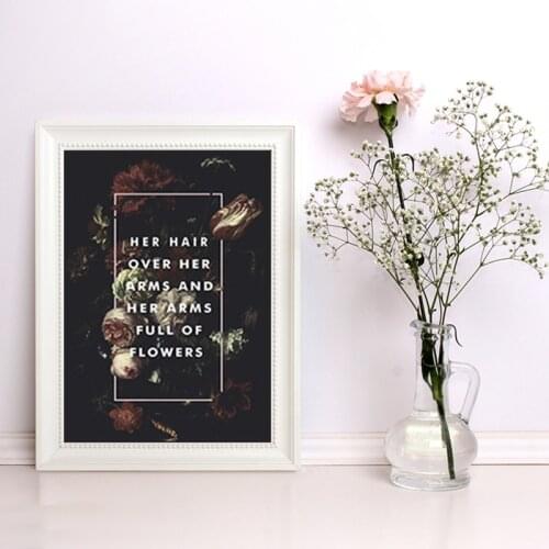 Canvas Painting Elegant Flowers Letters Avatar Girl Wall Art Print Poster Bedroom Living Room Modern Home Decoration