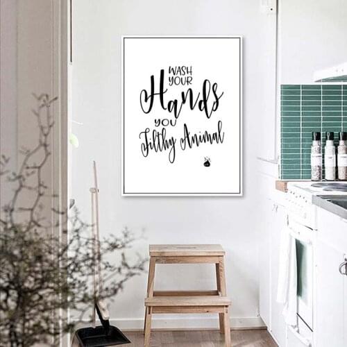 Toilet Life Quotes Canvas Painting Modern Black White Minimalist Posters and Prints Wall Art Pictures For Bathroom Home Decor