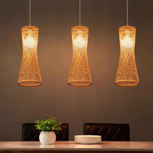 Classic Bamboo Chandelier Chinese Style Rattan Woven Hanging Light Ceiling Lamp For Home Cafe Bar Lounge Lighting