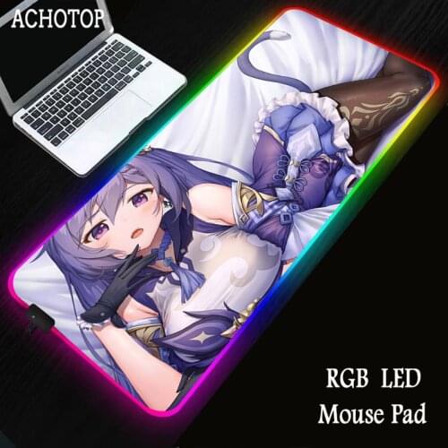 Genshin Impact Mousepad Gamer Girl Mats Desktop Computer Mouse Pad Anime RGB for PC Mat Game Carpet Mouse LED Laptop Carpet XXL