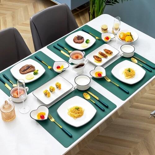 Light luxury western ceramic tableware set household full set of Nordic steak cutlery dinner plates set couple double tableware