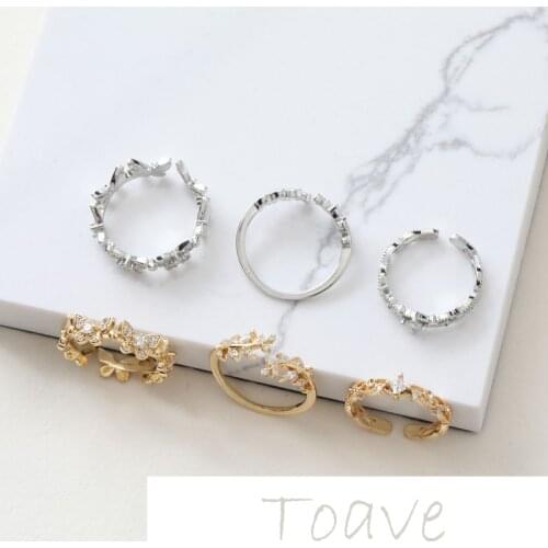 Copper plated with real gold, gold-clad, color-preserving zircon ring diy accessories