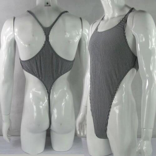 Mens bodysuit Thong Leotard cotton poly spandex High Cut Racer Back G628C