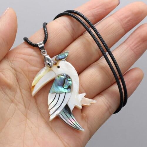 Natural Shell Necklace With Birds-Shaped Pendant Leather Cord 2MM Charms For Elegant Women Love Romantic Gift