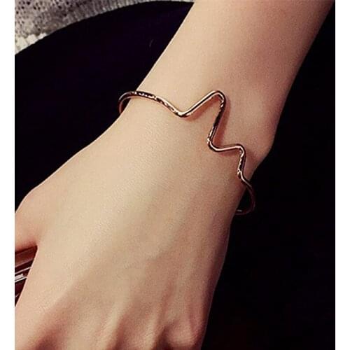 2020 New Fashion Simple Personality Bileklik Ecg Figure Lightning Bracelet Couple Heartbeat Frequency Bracelet Wedding Jewelry