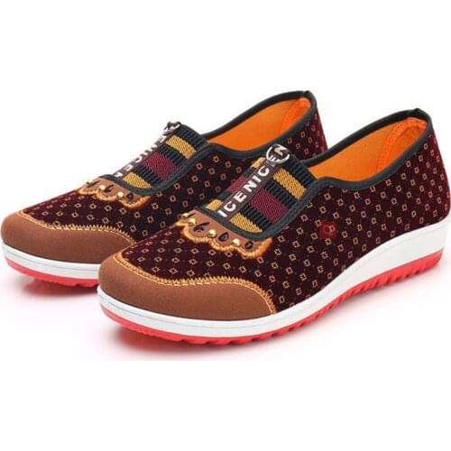 Y-25 2021 New Style Cloth Shoes Womens Soft Bottom Non-Slip Middle-aged Leisure Cloth Flat Bottom Mom Shoes Female Shoes