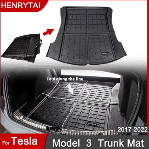 For Tesla Model 3 2017-2021 Rear Trunk Mat Cargo Liner, Waterproof Rear Cargo Tray Liner Storage Mat Trunk Protective Mat TPE