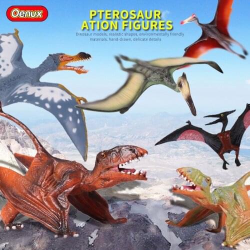 Oenux Original Carnivorous Dinosaur Anhanguera Animals Standing Posture Pterodactyl Model Action Figure Collection Toys For Kids