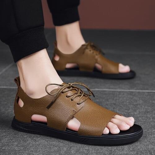 Outdoor hombre 2019 transpirables couro sandalia rubber sandalle masculina big sandel sandalet sandali playa size da ete sport