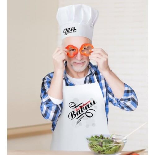 Personalized Babaların Father Men 'S Kitchen Apron and Chef 'S Hat Seti-1 Quality Affordable Gift Dear Spouse Reliable