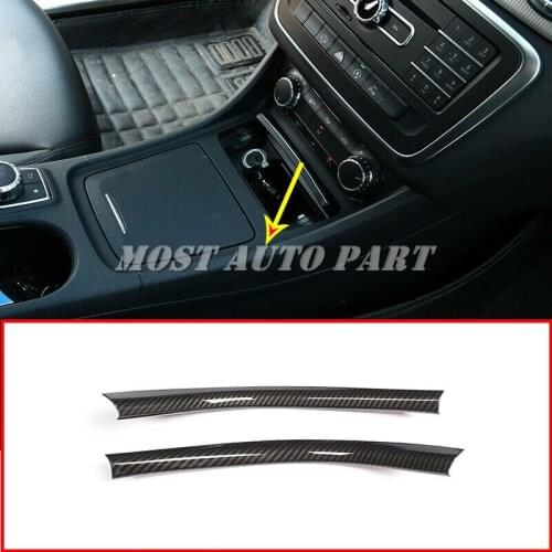 Silver/Black Carbon Fiber Look Inner Console Gear Box Side Trim Cover For Mercedes Benz CLA GLA A Class W117 W176 2014-2017 2pcs