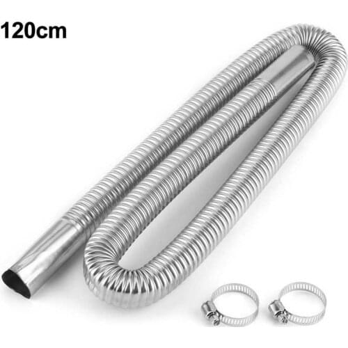120cm/100cm Air Parking Heater Stainless Steel Exhaust Pipe Tube Gas Vent Fit Air Diesels Parking Tank 2.5cm/1in Inner Diameter