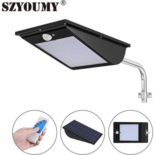 SZYOUMY Solar Light Outdoor 110 Led 1300lm Wireless Motion Sensor Solar Street Light With Remote For Yard,Garage,Garden,Deck