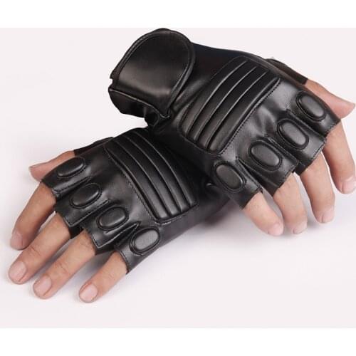 Cycling Half Finger Motorcycle Gloves Leather PU Luva Motociclista Guantes Moto Luvas Meio Dedo Motoqueiro Riding Tactical