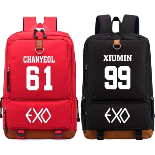 WISHOT KPOP EXO Backpack Shoulder travel School Bag Bookbag for teenagers men women Casual Laptop Bags
