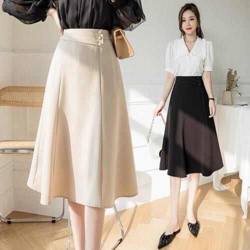 Office Lady Midi Skirts 2021 Spring & Autumn New High Waist Lady Designed Mid-length Skirt for Young Wommen OL BSQ515