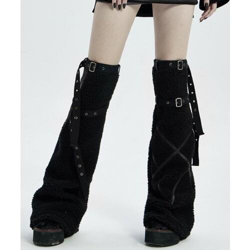 PUNKRAVE Womens Punk Leg Sleeve Fashion Girls Leopard Cashmere Adjustable Stage Performance Music Rock Leg Sets