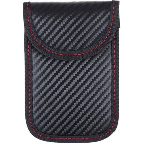 1pc Portable Signal Blocker Car Key Case RFID Blocking Bag With Key Chain Ring