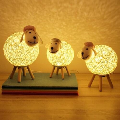 1pc USB Sheep LED Night Light Cartoon Animal Desk Lamp Bedside Bedroom Living Room Party Decoration Battery Powered
