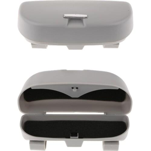 2 in 1 Universal Car Glasses Sunglasses Storage Box Case Holder Visor Clip Beige